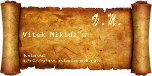 Vitek Miklós névjegykártya